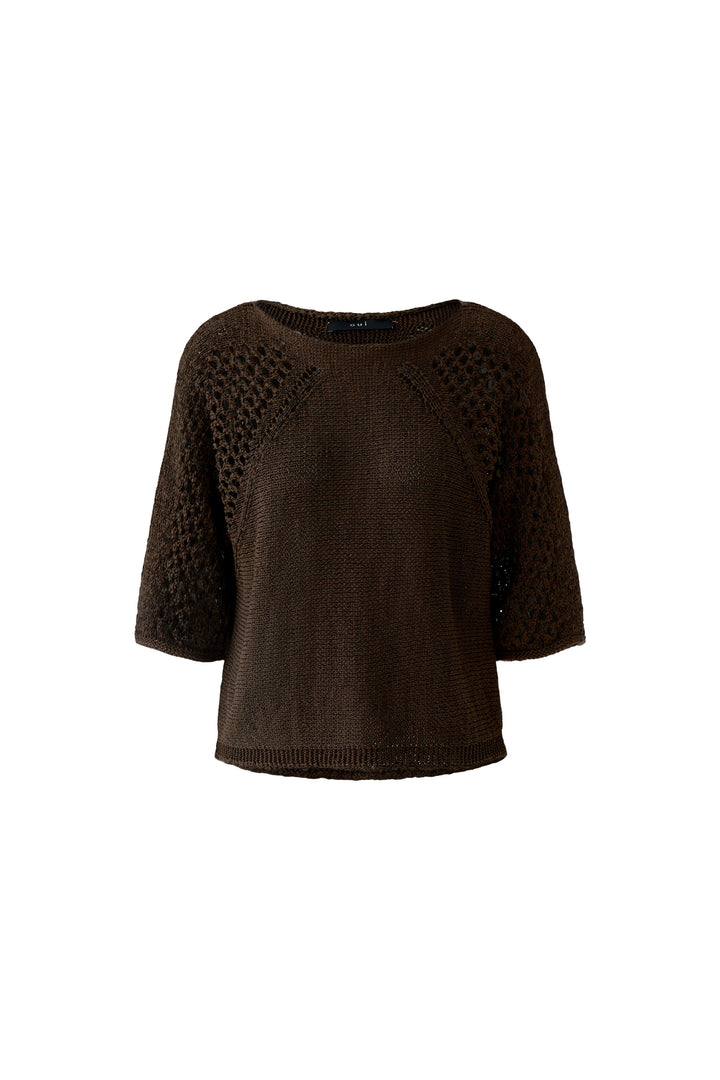 Pull ajouré à encolure bateau et manches raglan