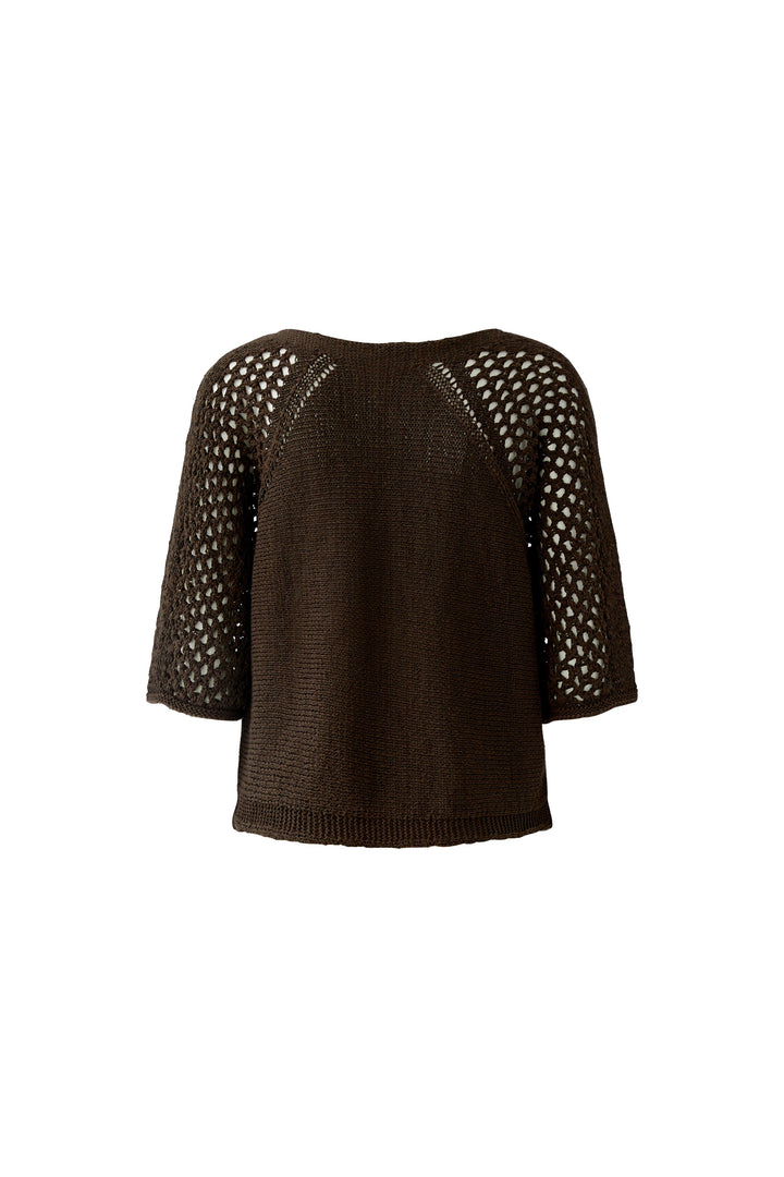 Pull ajouré à encolure bateau et manches raglan