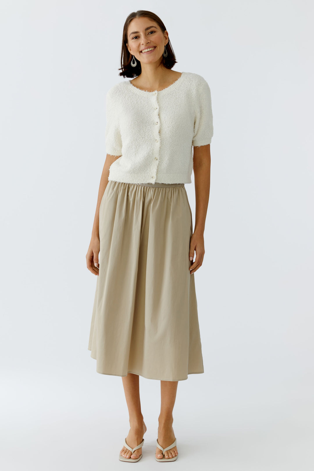 Jupe midi à taille élastique logo