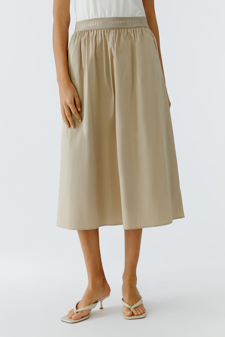 Jupe midi à taille élastique logo
