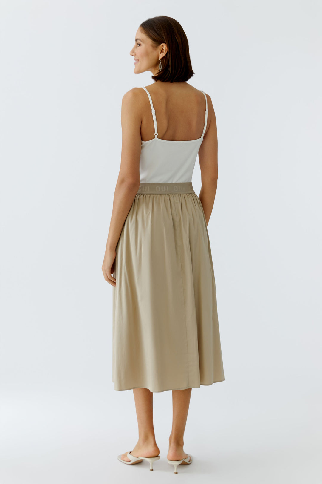 Jupe midi à taille élastique logo