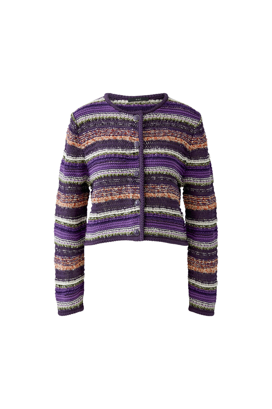 Cardigan court texturé à rayures