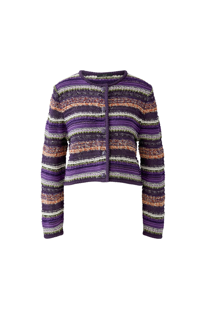 Cardigan court texturé à rayures
