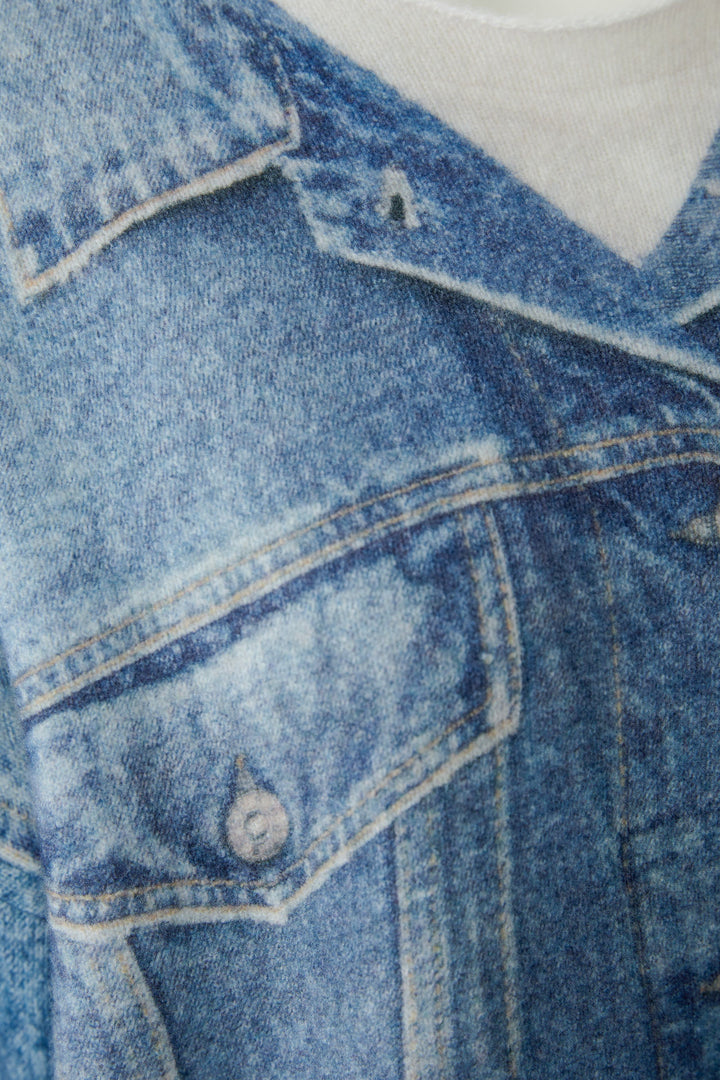 Pull à imprimé trompe-l’œil effet denim