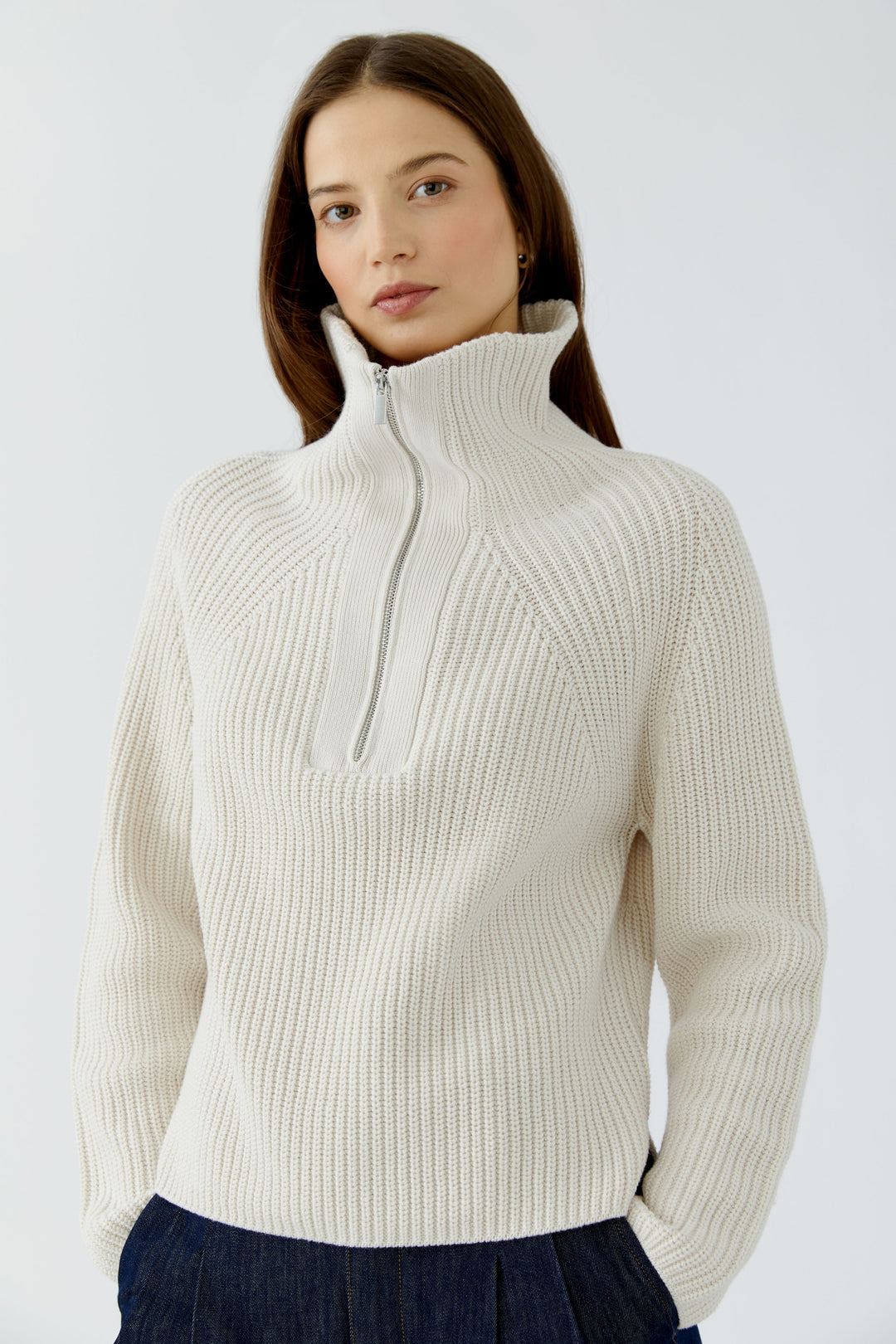 Pull côtelé à fermeture éclair