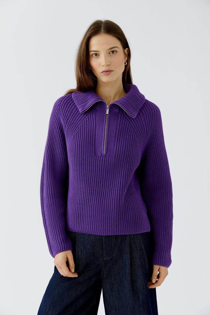 Pull côtelé à fermeture éclair