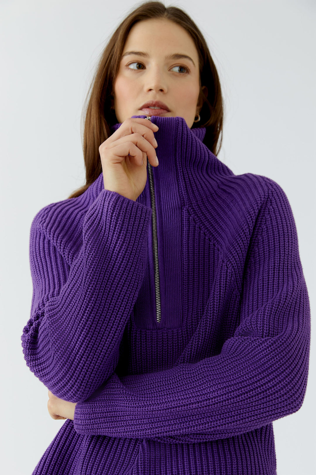 Pull côtelé à fermeture éclair