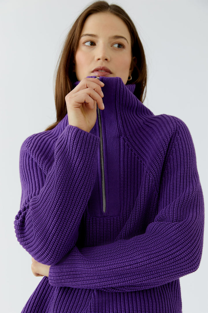 Pull côtelé à fermeture éclair