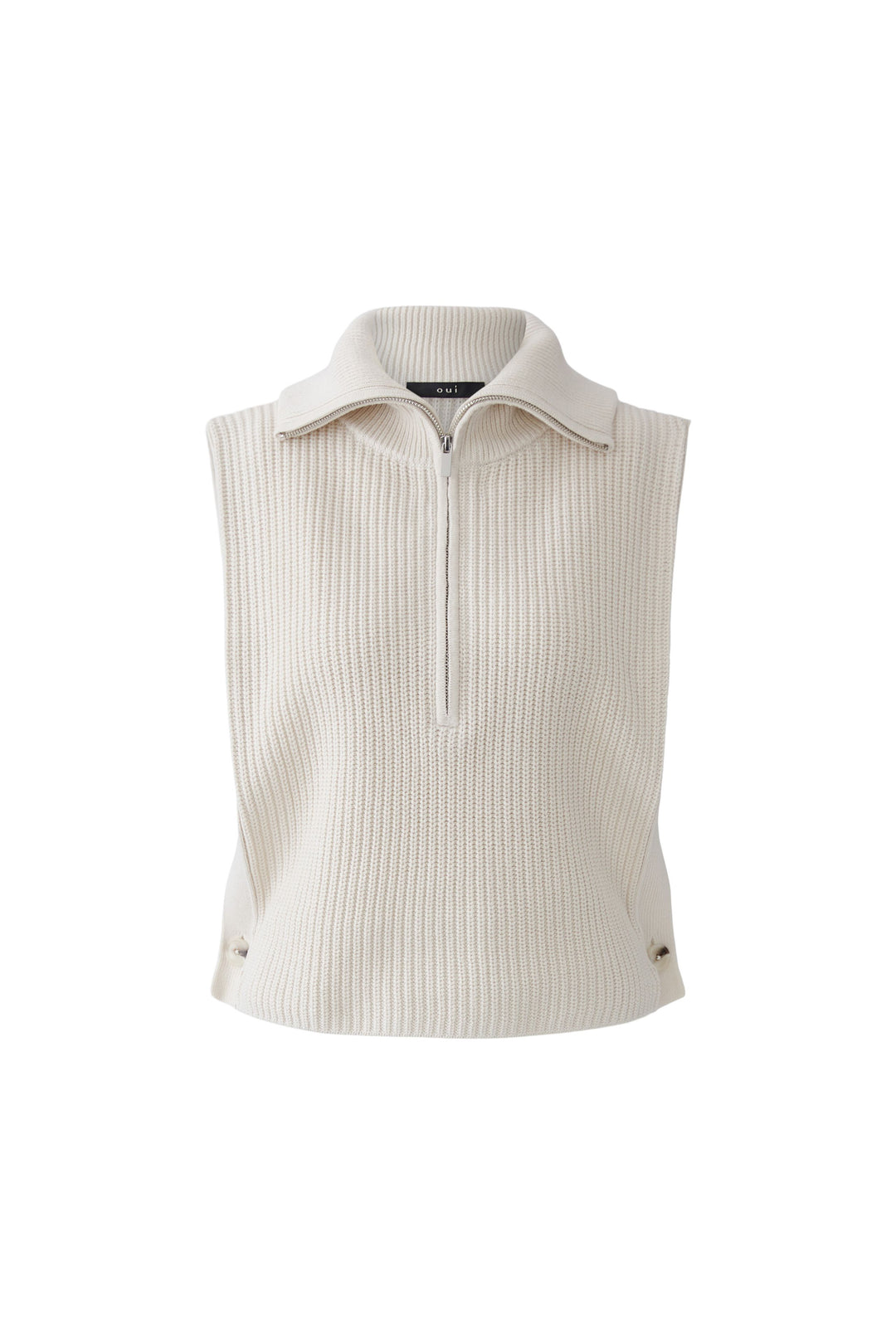 Pull sans manches à col demi-zippé