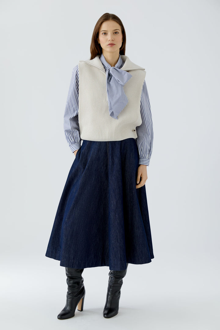 Pull sans manches à col demi-zippé