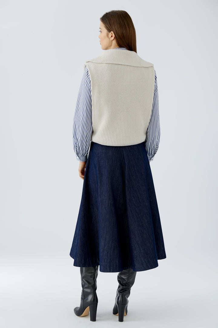 Pull sans manches à col demi-zippé