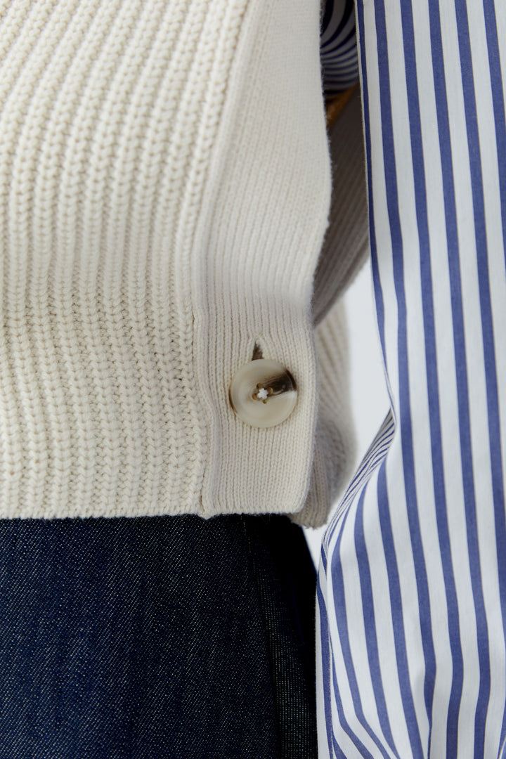 Pull sans manches à col demi-zippé