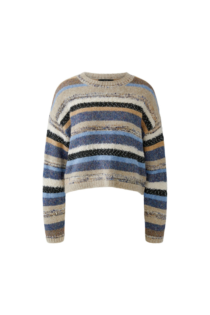 Pull court à rayures multicolores scintillantes