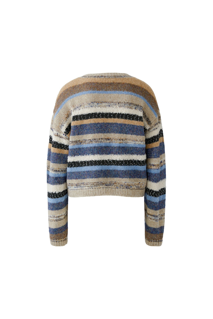 Pull court à rayures multicolores scintillantes