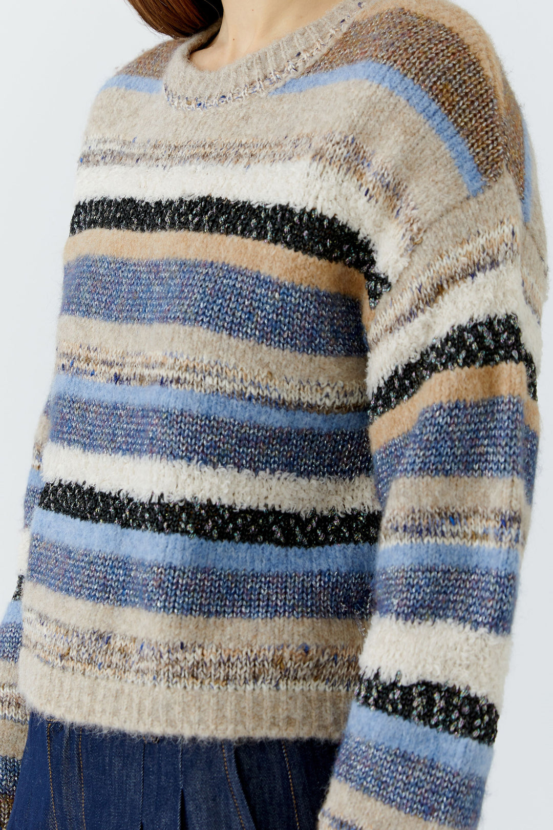 Pull court à rayures multicolores scintillantes