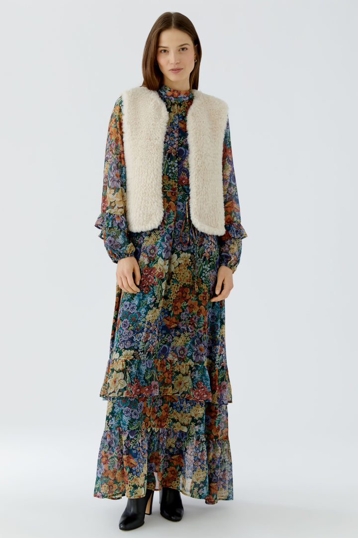Veste courte sans manches à texture pelucheuse