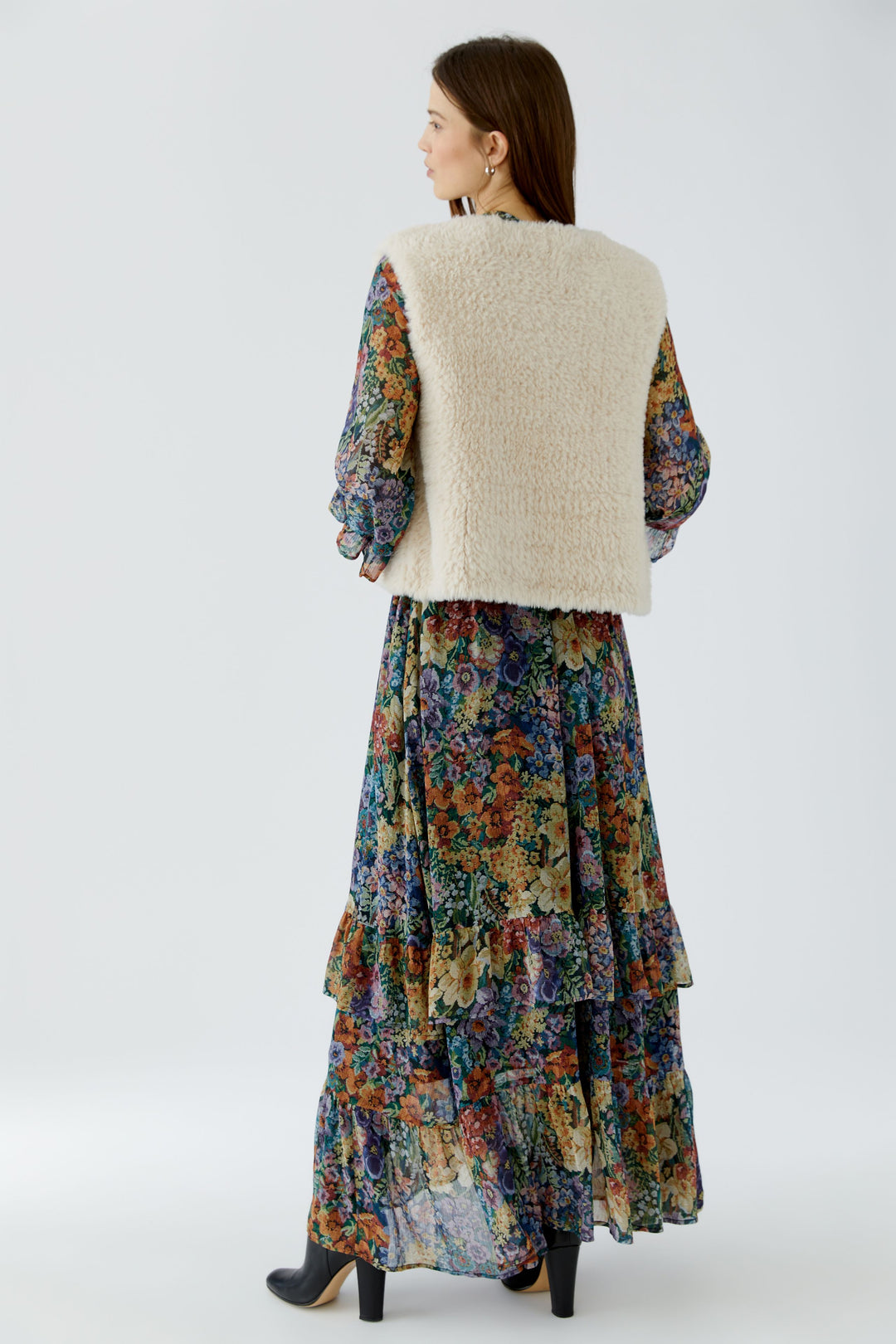 Veste courte sans manches à texture pelucheuse