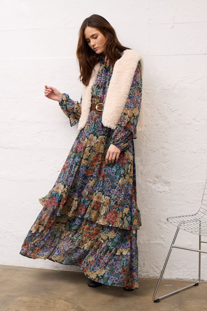 Veste courte sans manches à texture pelucheuse