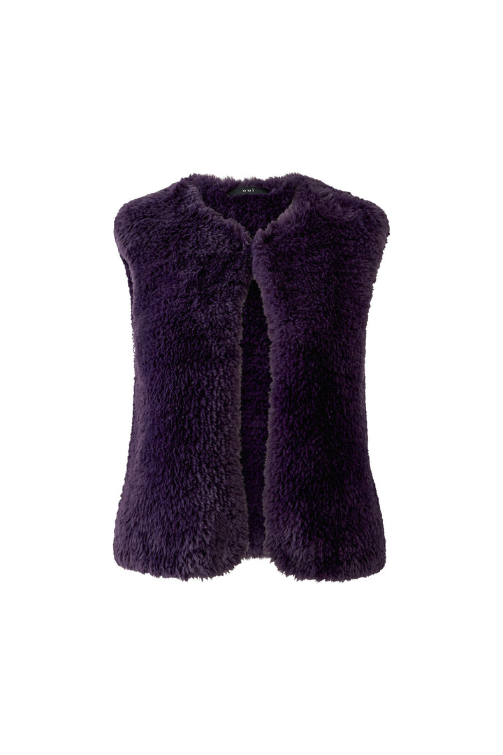 Veste courte sans manches à texture pelucheuse