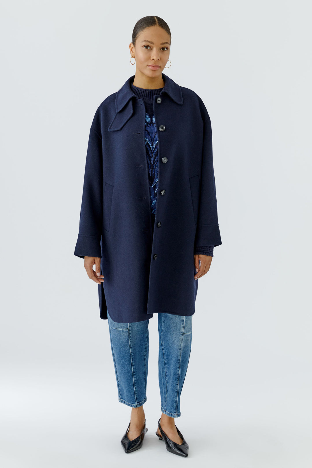 Manteau surdimensionné en drap de laine