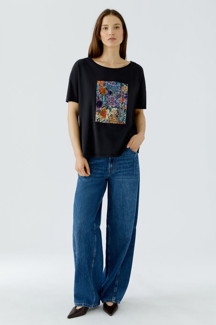 T-shirt ample à motif floral brodé