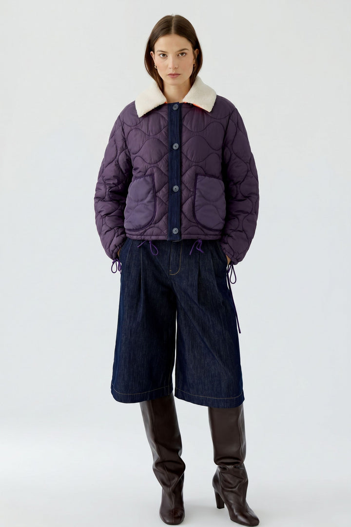 Manteau matelassé réversible à col mouton