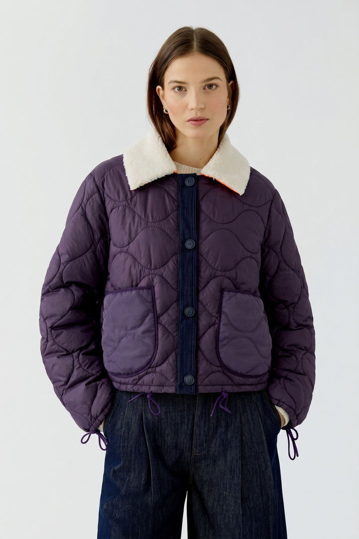 Manteau matelassé réversible à col mouton