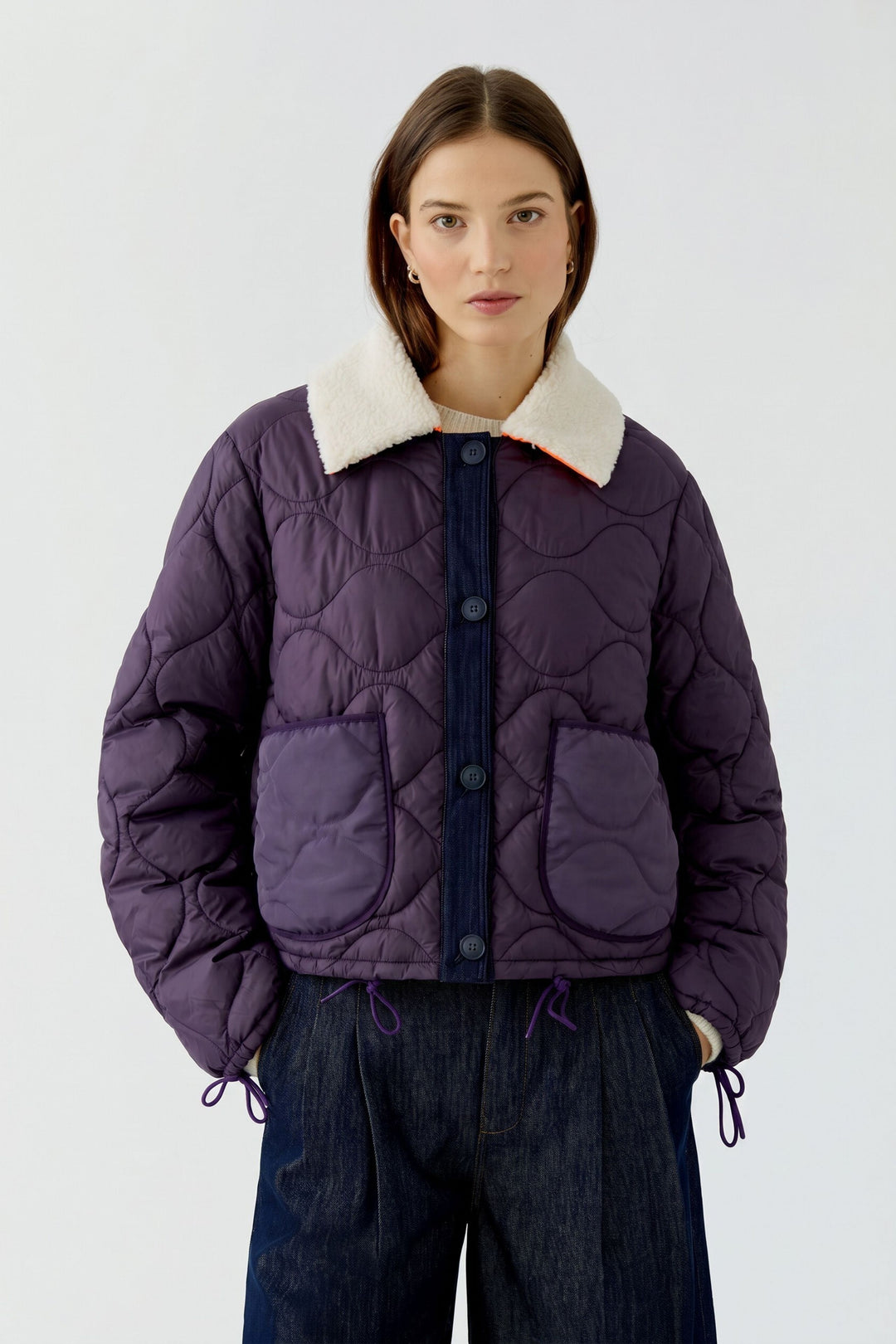 Manteau matelassé réversible à col mouton