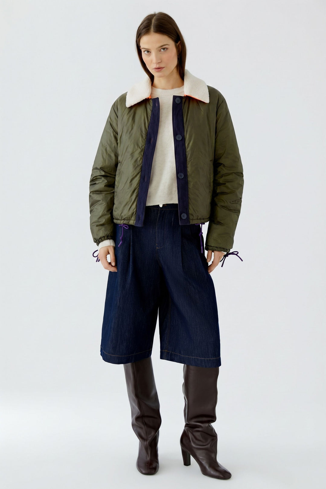 Manteau matelassé réversible à col mouton