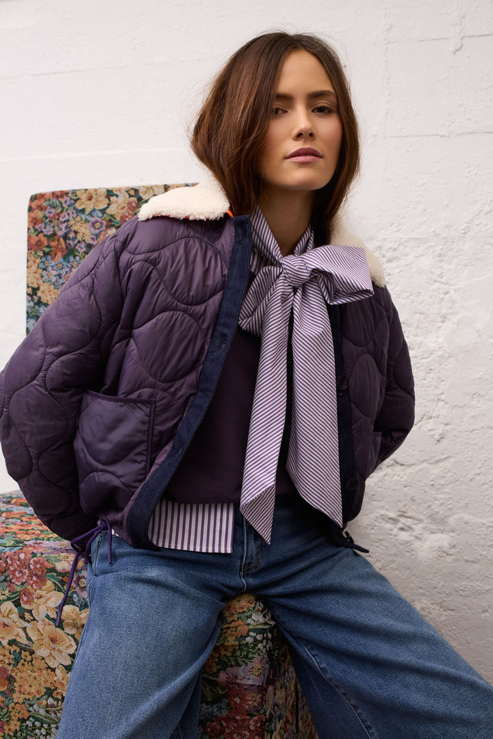 Manteau matelassé réversible à col mouton