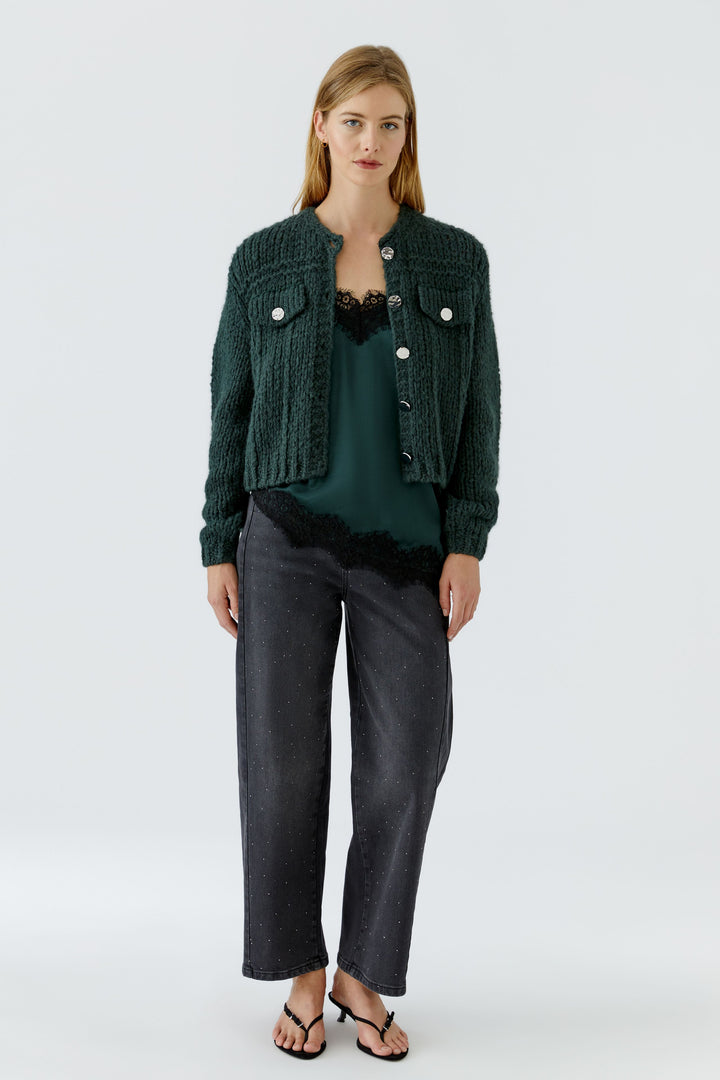 Cardigan texturé à manches volumineuses