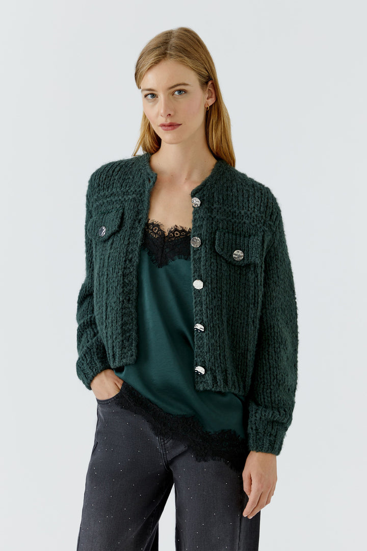 Cardigan texturé à manches volumineuses