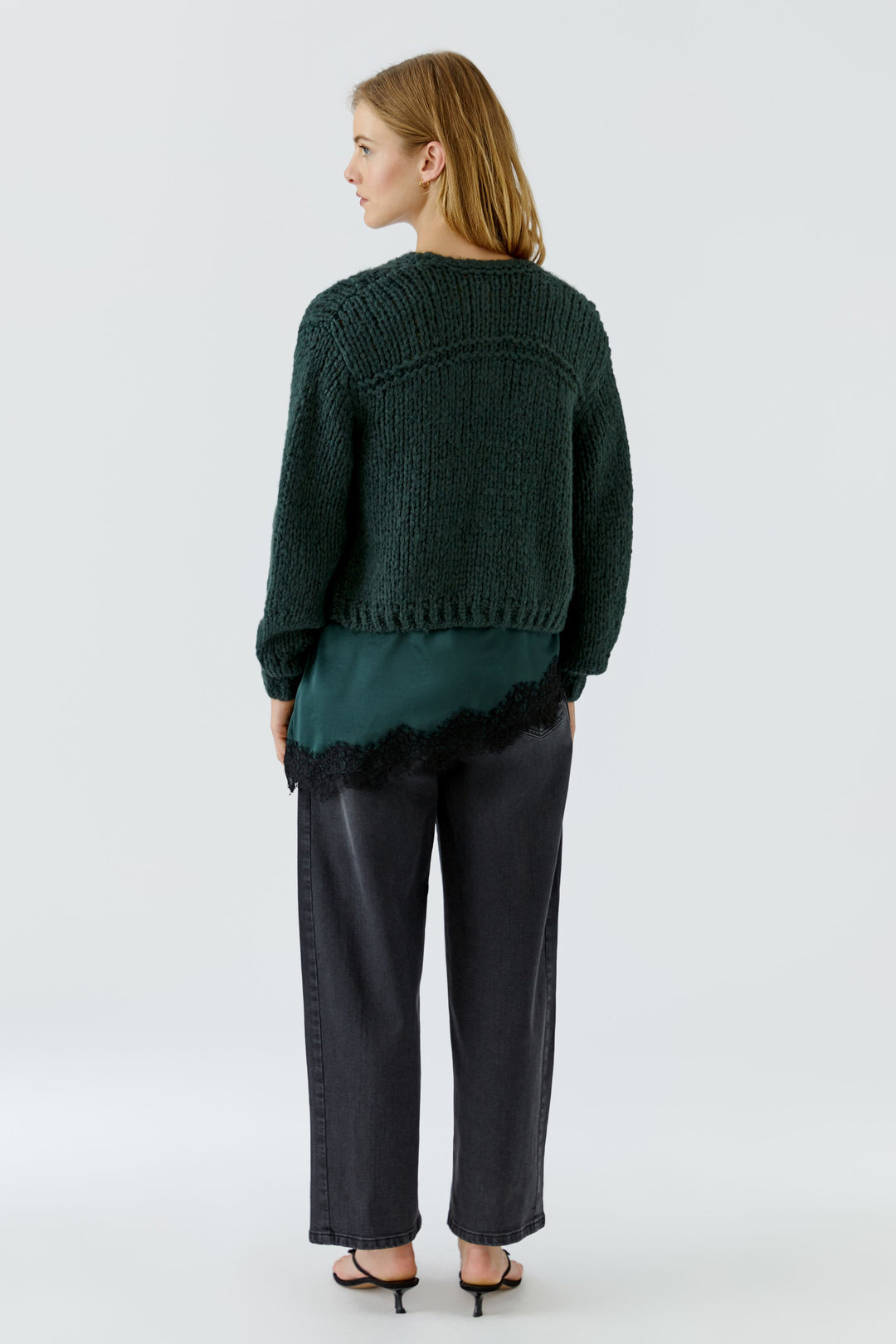 Cardigan texturé à manches volumineuses