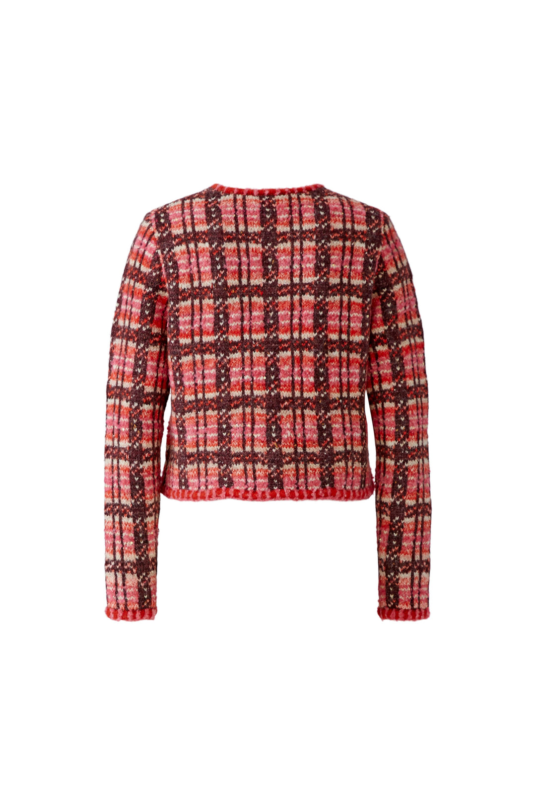 Veste courte à carreaux et bordures texturées