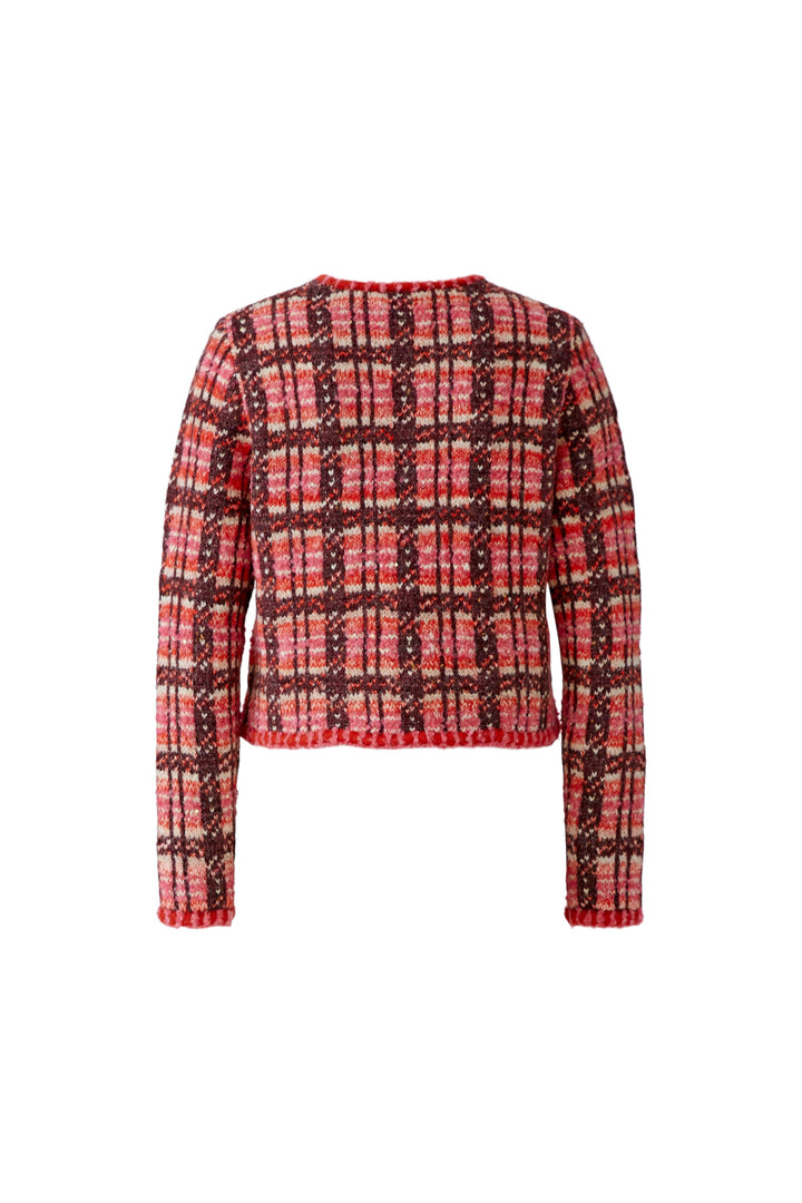 Veste courte à carreaux et bordures texturées