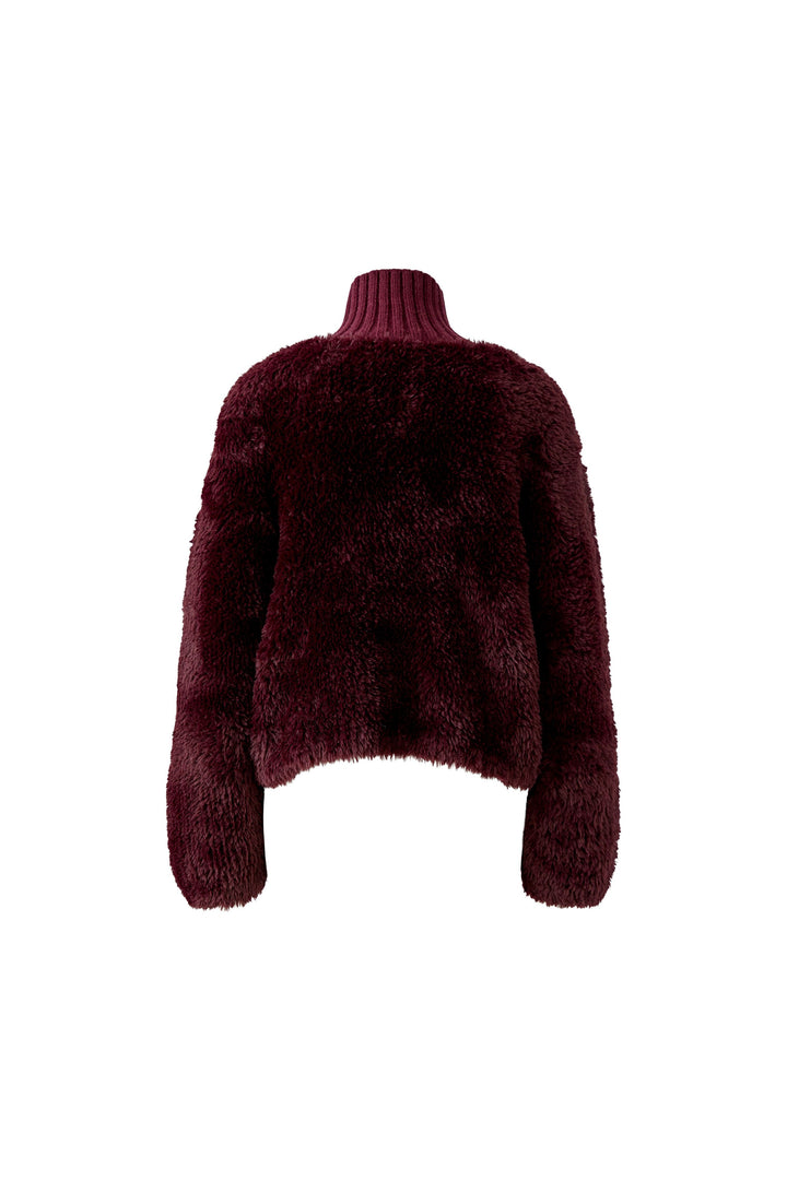 Veste duveteuse à col montant côtelé
