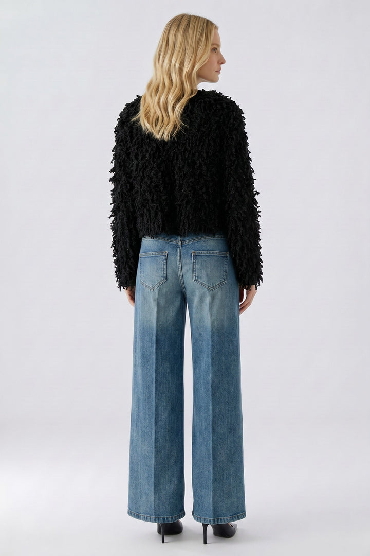 Veste courte à franges bouclées