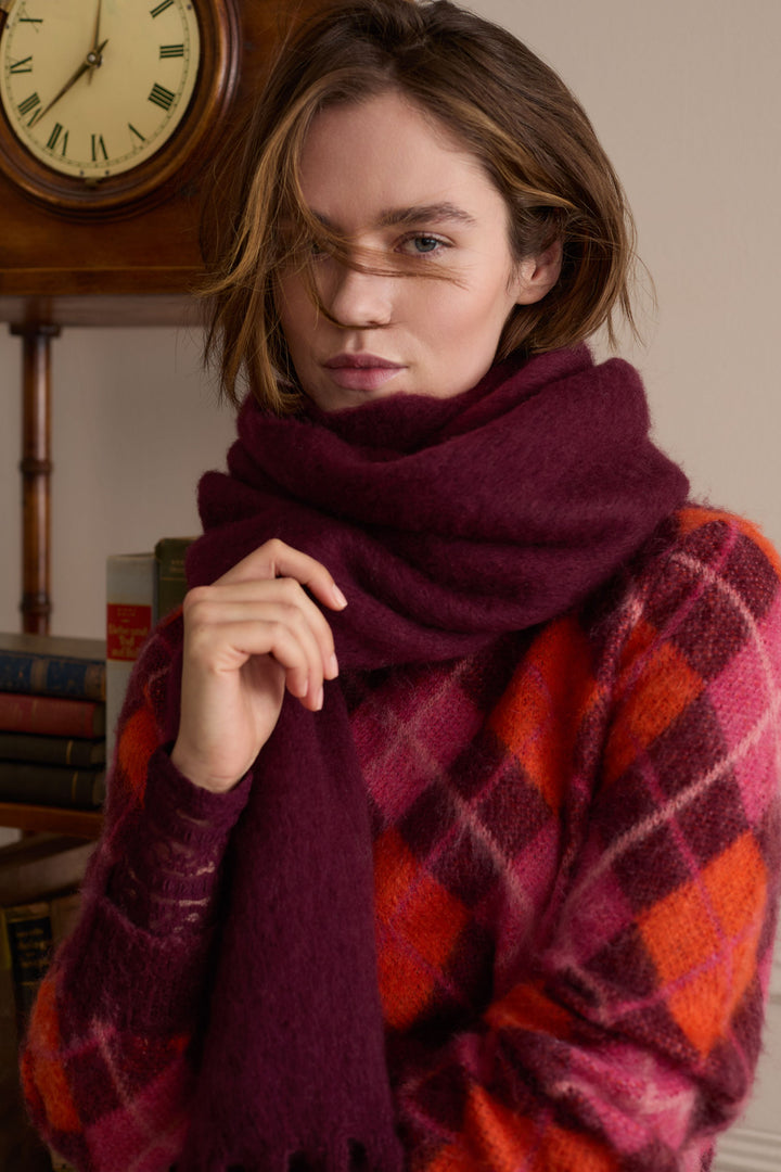 Pull duveteux à motif losangé