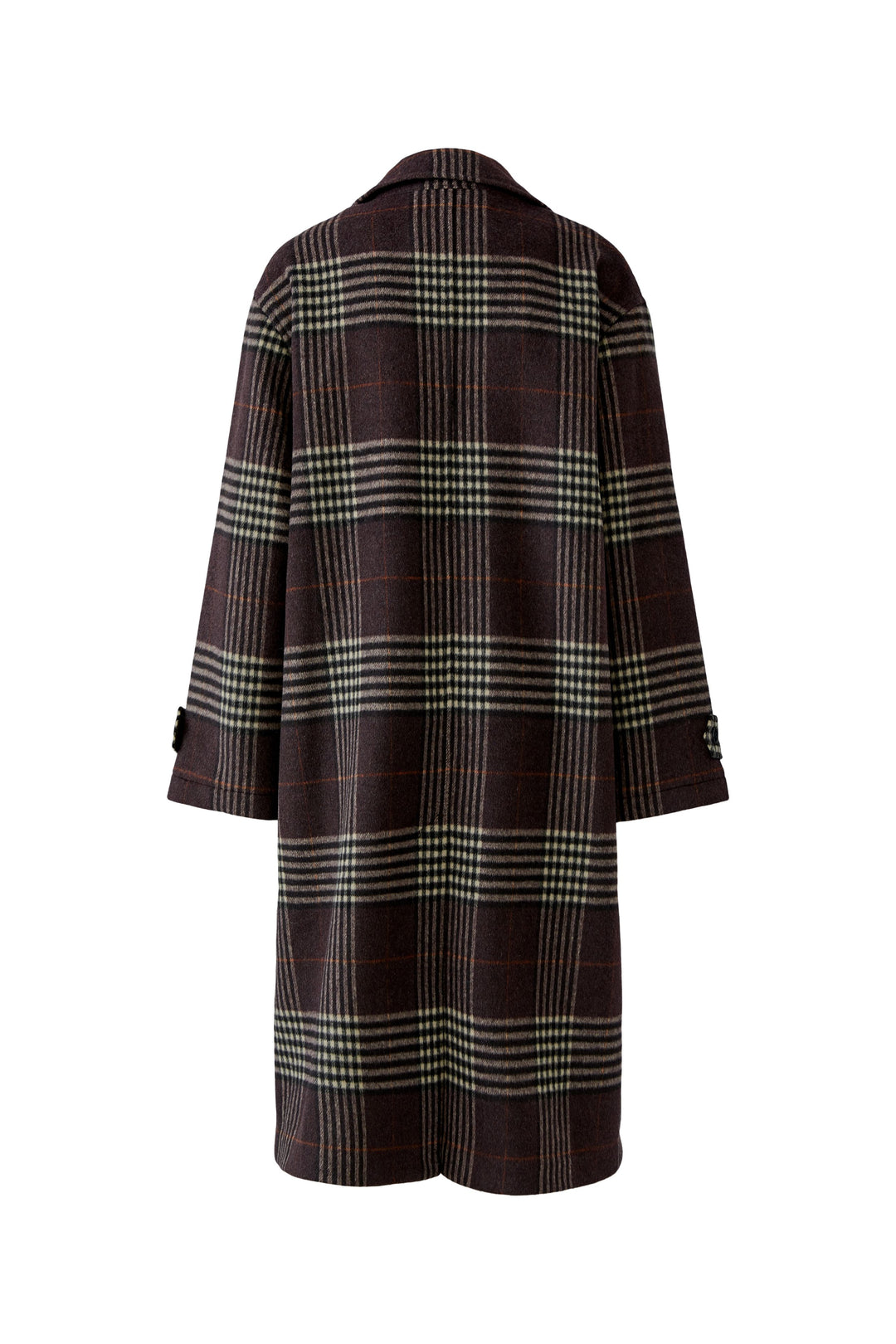 Manteau long à carreaux et boutonnage croisé
