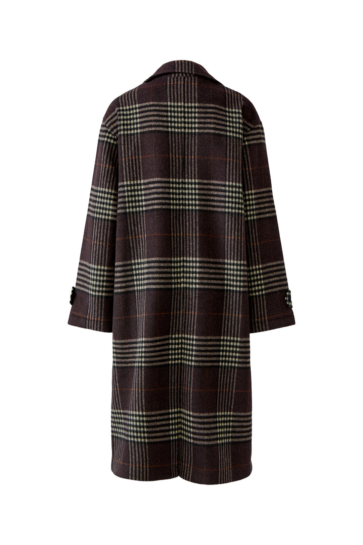 Manteau long à carreaux et boutonnage croisé