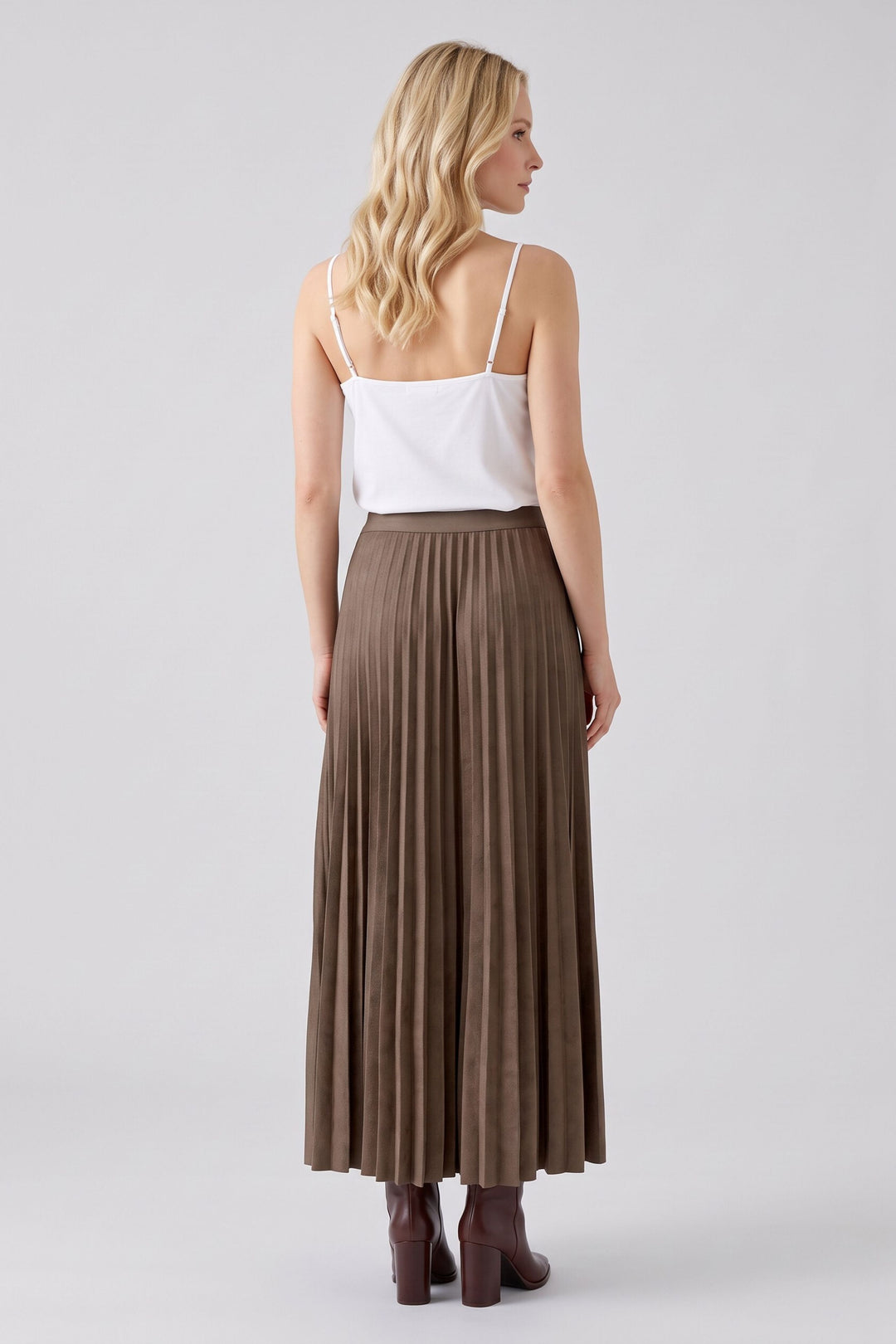 Jupe longue plissée à taille haute