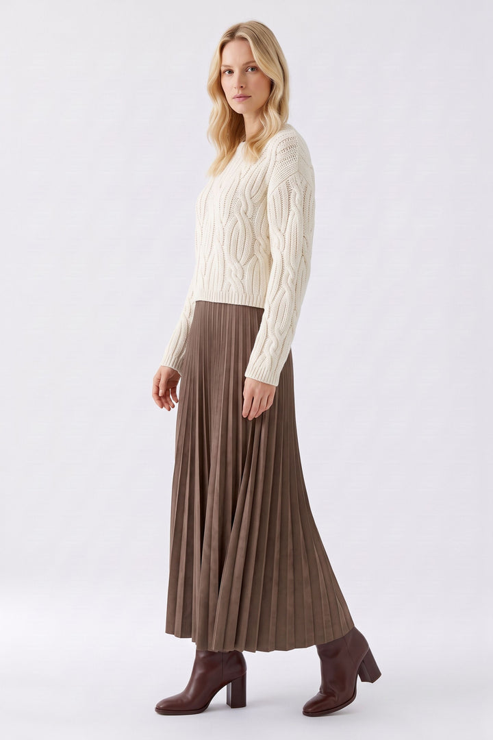 Jupe longue plissée à taille haute