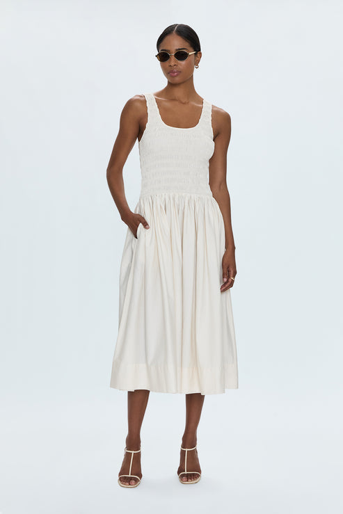 Robe midi smockée avec jupe ample Alessia