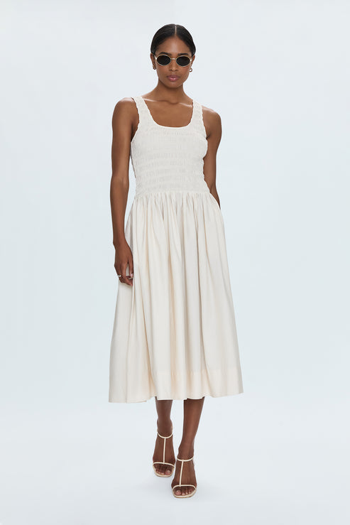 Robe midi smockée avec jupe ample Alessia