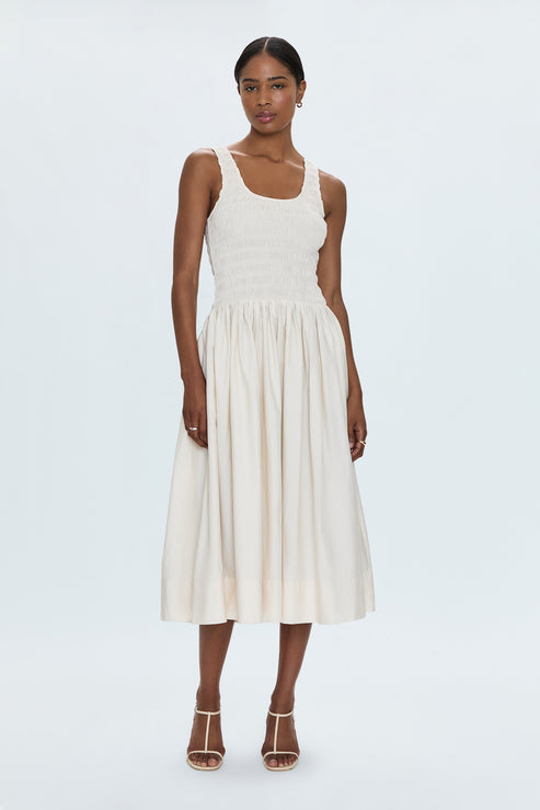 Robe midi smockée avec jupe ample Alessia