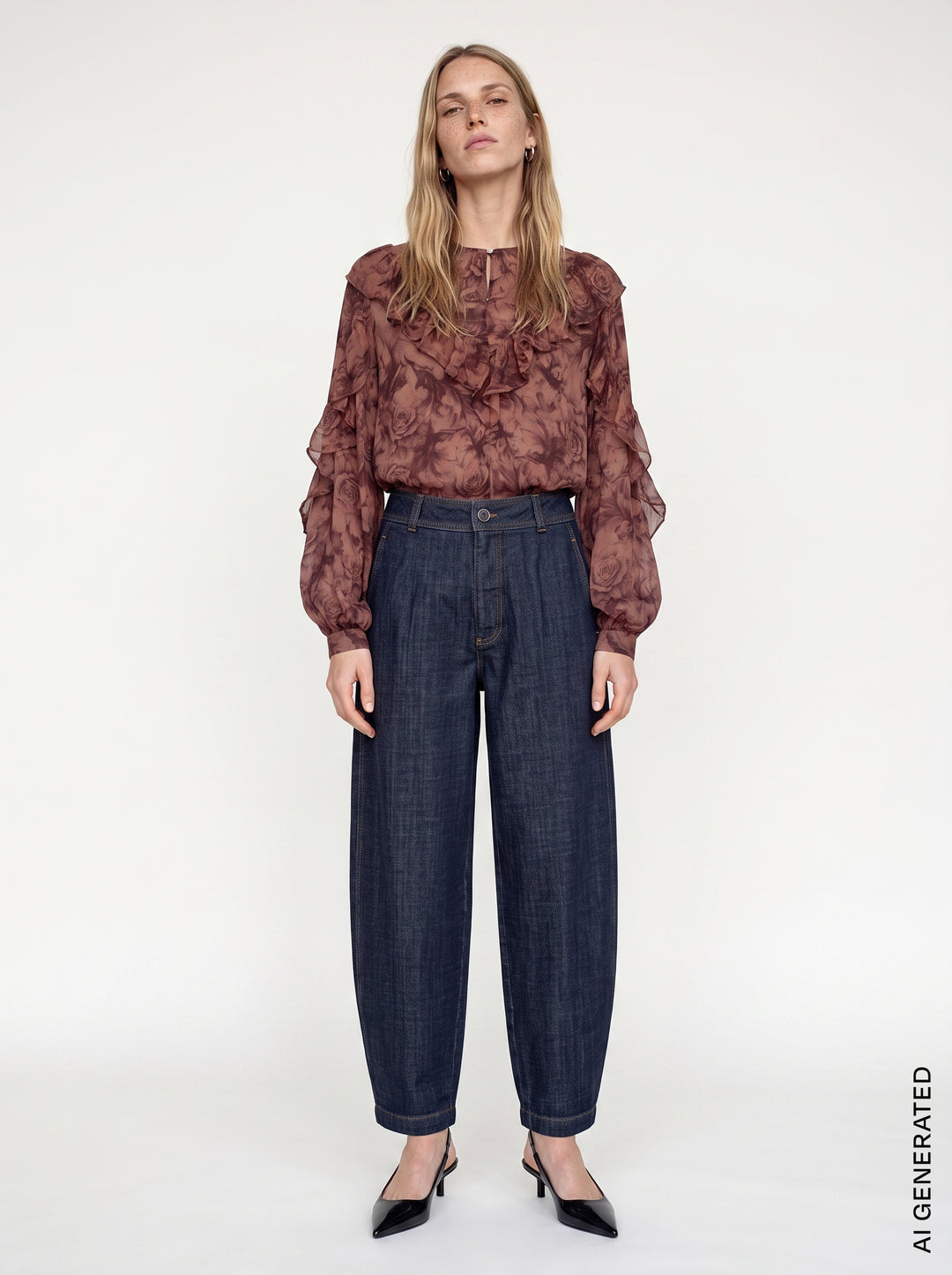 Blouse fleurie à volants Roya