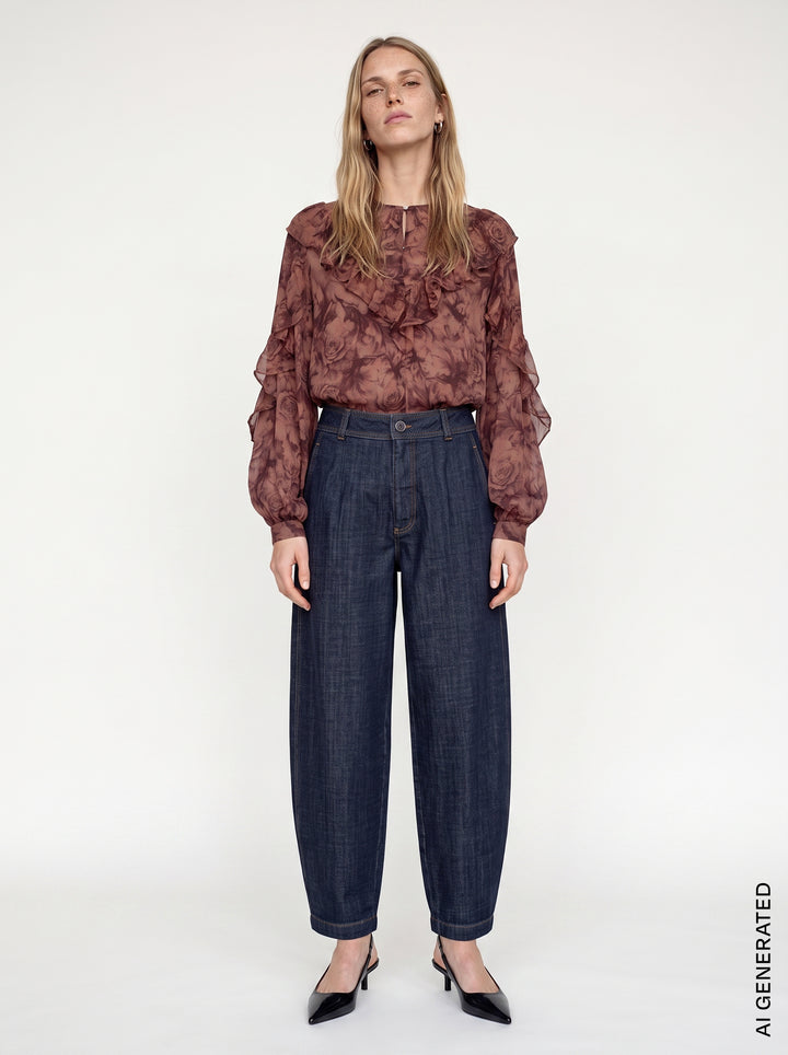 Blouse fleurie à volants Roya
