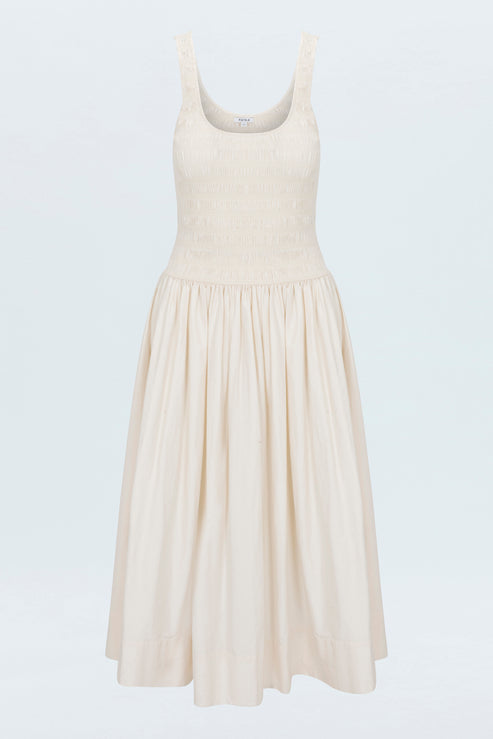Robe midi smockée avec jupe ample Alessia