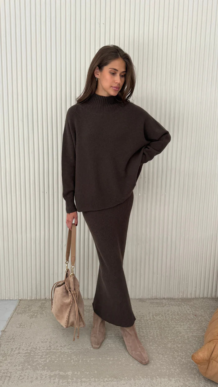 Jupe midi côtelée extensible Alma
