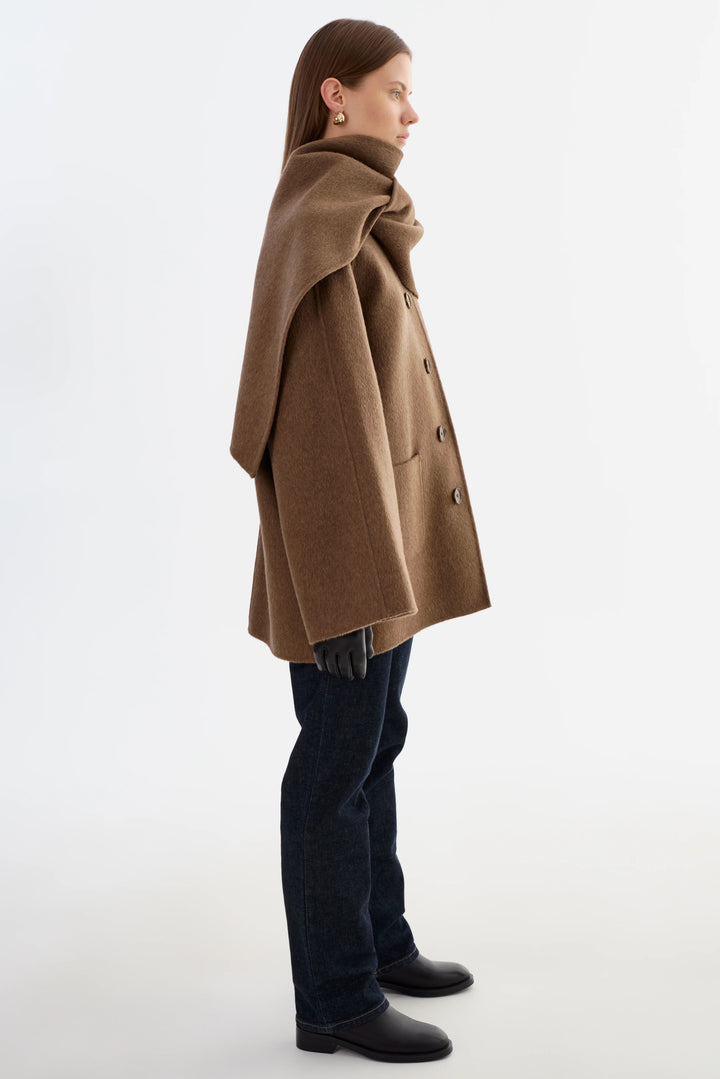 Manteau en laine avec col écharpe Anca